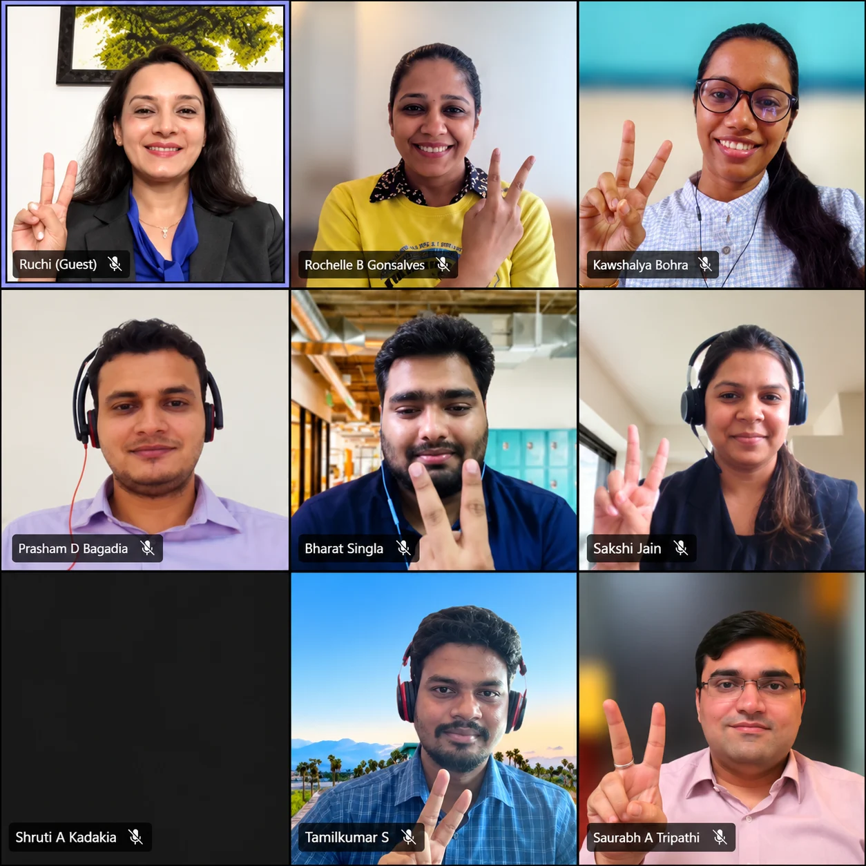 Home friendly nine tile video meeting